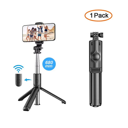 Selfie Stick Wireless con Treppiede Integrato e Telecomando – Supporto Smartphone per Selfie, Foto di Gruppo e Vlog