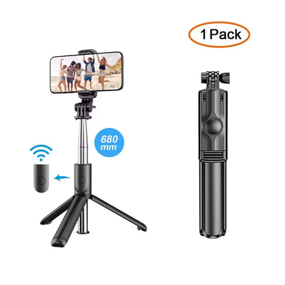 Selfie Stick Wireless con Treppiede Integrato e Telecomando – Supporto Smartphone per Selfie, Foto di Gruppo e Vlog
