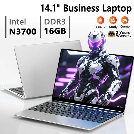 Laptop 14.1" Full HD IPS Intel N3700 Quad Core | 16GB RAM DDR3 | SSD 512GB/1TB/2TB | Windows 11 Pro | Notebook Ultrabook Leggero per Lavoro e Studio