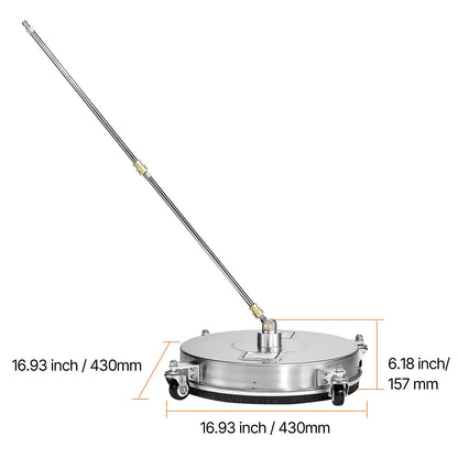 SucceBuy Pressure Washer Surface Cleaner PE/Stainless Steel Pressure Washer Attachments with 4 Wheels for Concrete Patio Deck