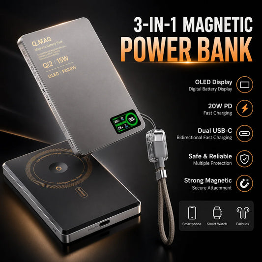CrownQu E16 - Power Bank Magnetico Wireless 3-in-1 Qi2.1 (5000mAh / 10000mAh)