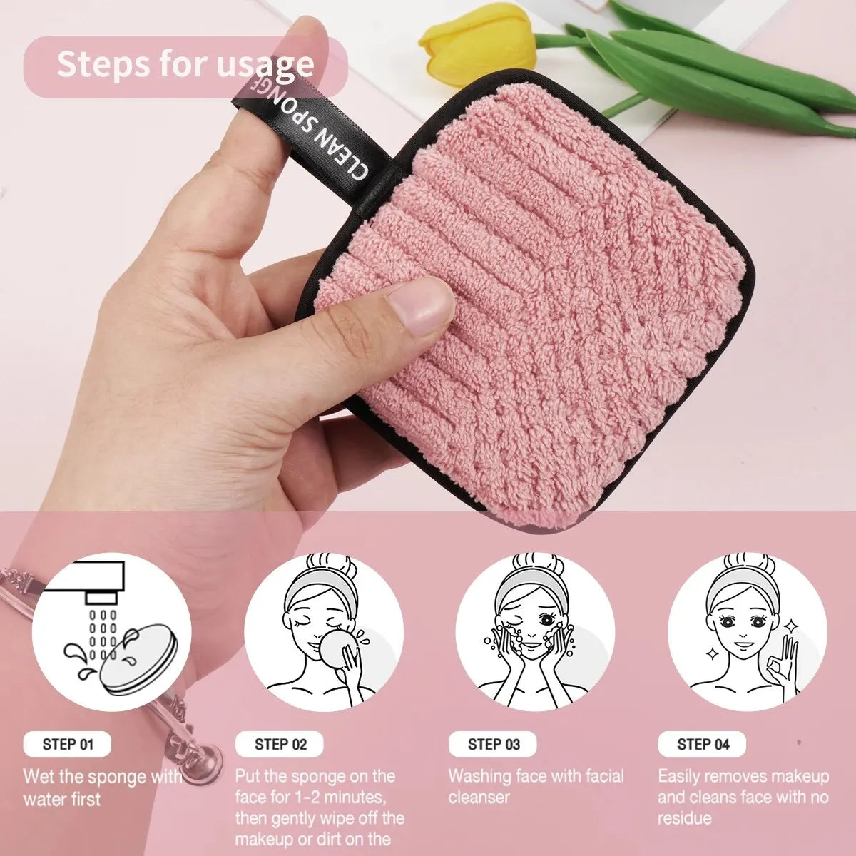 MAANGE 10pcs Makeup Remover Microfiber Cotton Pad Cosmetics