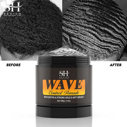 100g Waves Control Pomade Set 360 Wavy Hair Oil With Brush