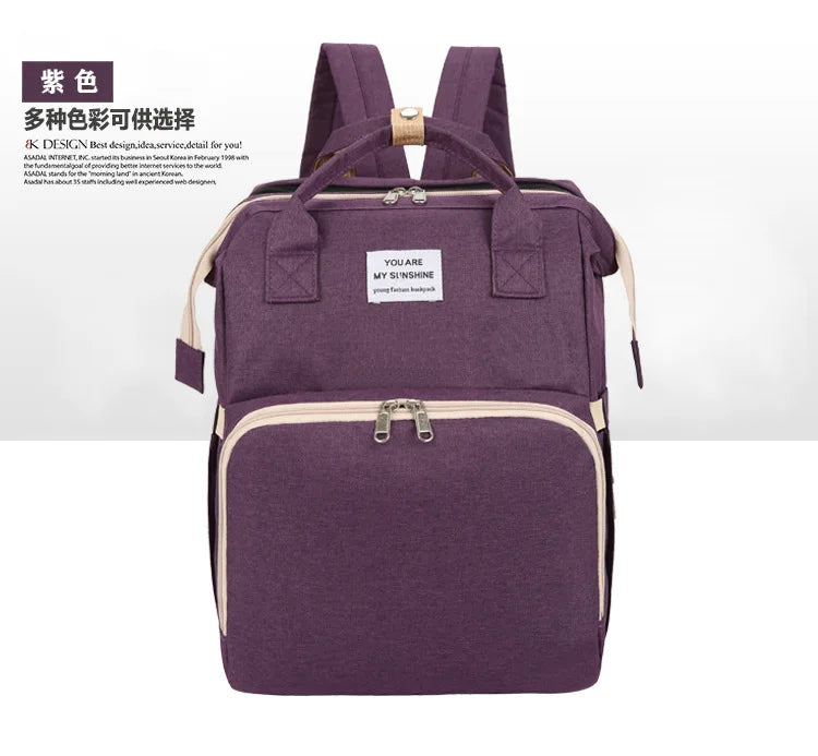 Zaino Mamma Multifunzione con Culla Portatile e Fasciatoio Pieghevole | Borsa Neonato Capiente e Leggera Dual-Use