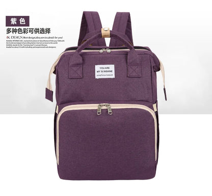 Zaino Mamma Multifunzione con Culla Portatile e Fasciatoio Pieghevole | Borsa Neonato Capiente e Leggera Dual-Use