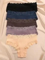 FINETOO Mutandine in Cotone e Pizzo Floreale (5 Pezzi) - Slip Bikini Bassa. TK
