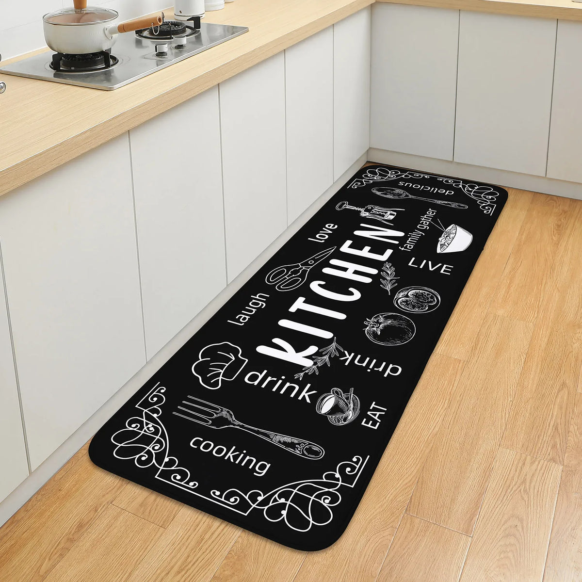 VIKAMA kitchen carpet washable, non-slip, absorbent floor mat, bathroom floor mat, absorbent kitchen mat, door mat