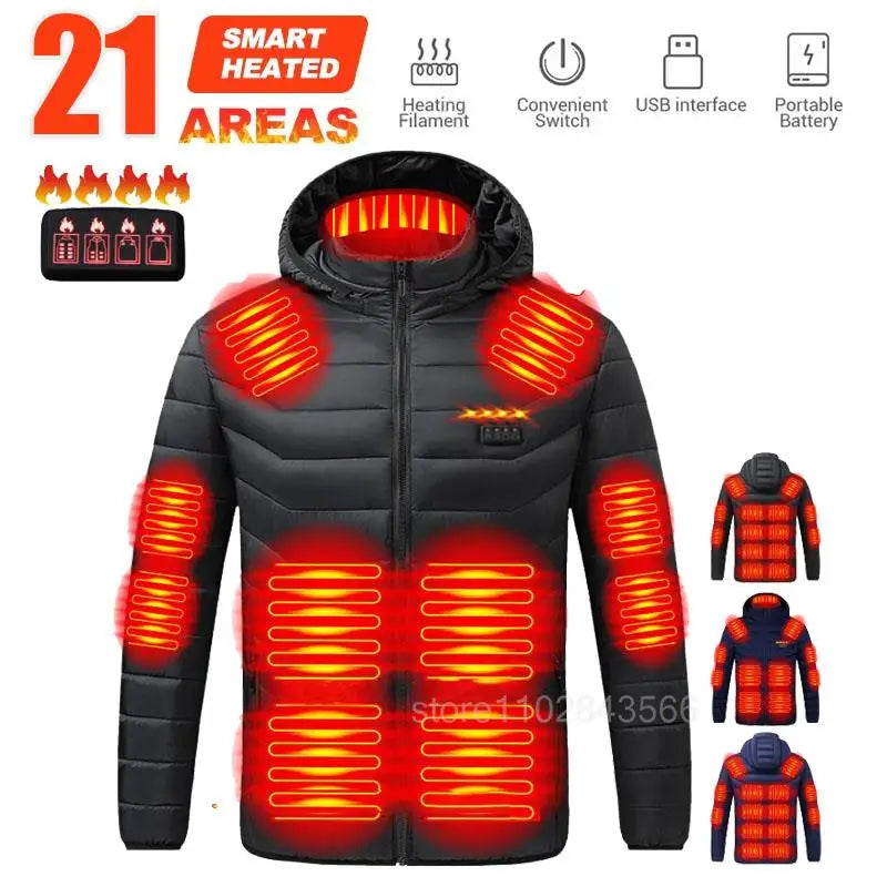 Men Heated Jacket USB Electric Heated Coat Hunting Hiking