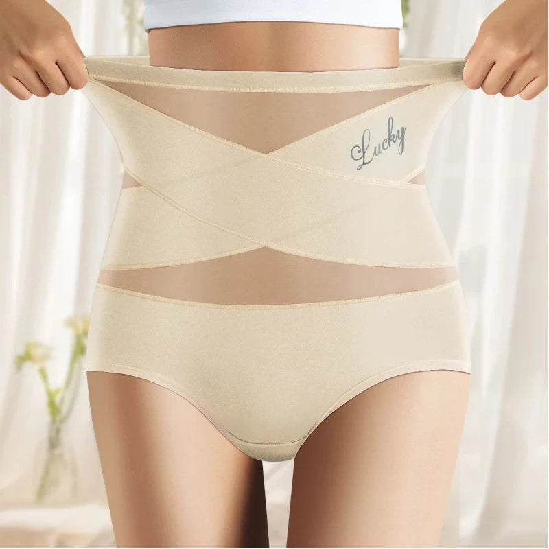 Slip Modellante a Vita Alta in Mesh Traspirante con Contenimento a Incrocio