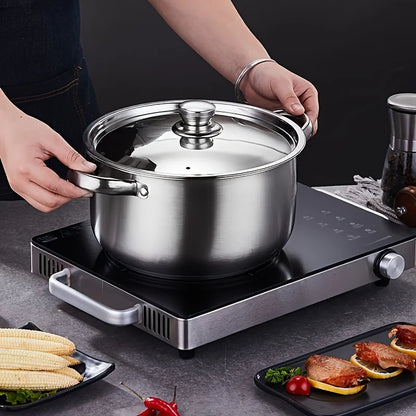 4-Piece Stainless Steel Pot Set, No Stove Selection, Large Capacity, Suitable for Kitchen Cooking