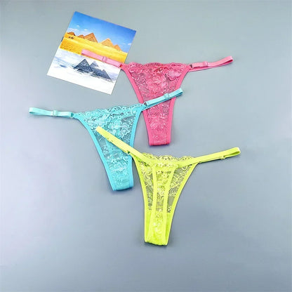 Perizomi in Pizzo Trasparente Regolabili (3 Pezzi) - Intimo Basso e Sexy. TK
