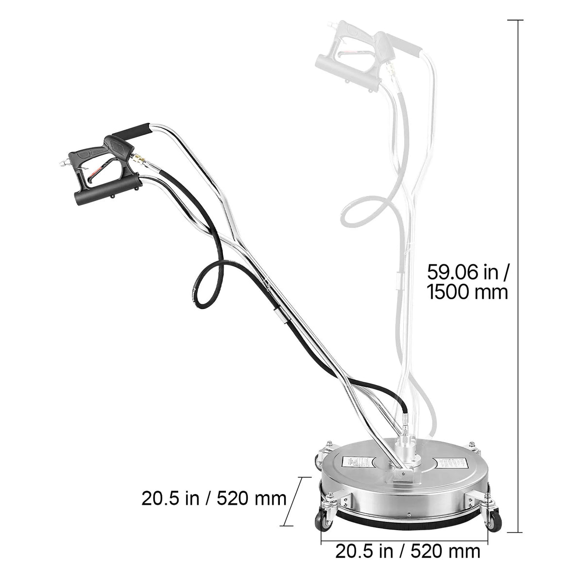 SucceBuy Pressure Washer Surface Cleaner PE/Stainless Steel Pressure Washer Attachments with 4 Wheels for Concrete Patio Deck