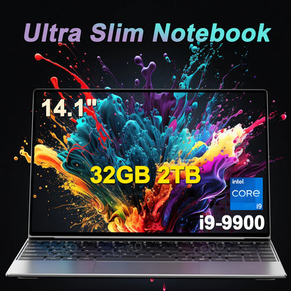 LENO Laptop 14.1" Full HD Intel Core i9 Windows 11 32GB RAM 2TB SSD Notebook Ultra Slim Gaming Business WiFi Bluetooth