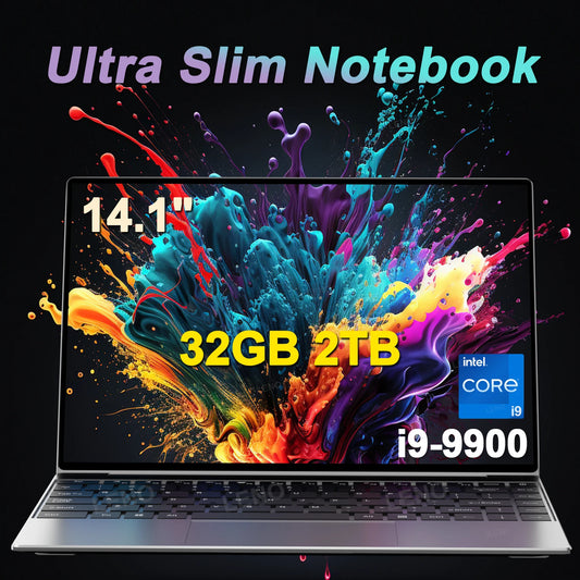 LENO Laptop 14.1" Full HD Intel Core i9 Windows 11 32GB RAM 2TB SSD Notebook Ultra Slim Gaming Business WiFi Bluetooth