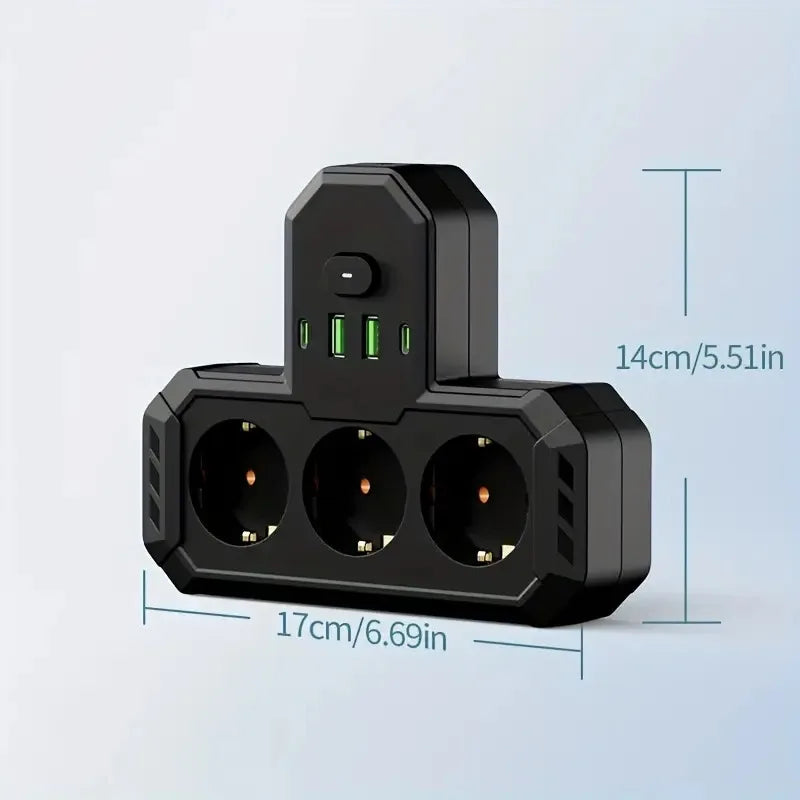 Szaoju Multipresa da Parete Standard Europeo con USB C e Interruttori Indipendenti. TK
