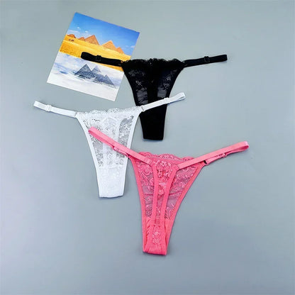 Perizomi in Pizzo Trasparente Regolabili (3 Pezzi) - Intimo Basso e Sexy. TK