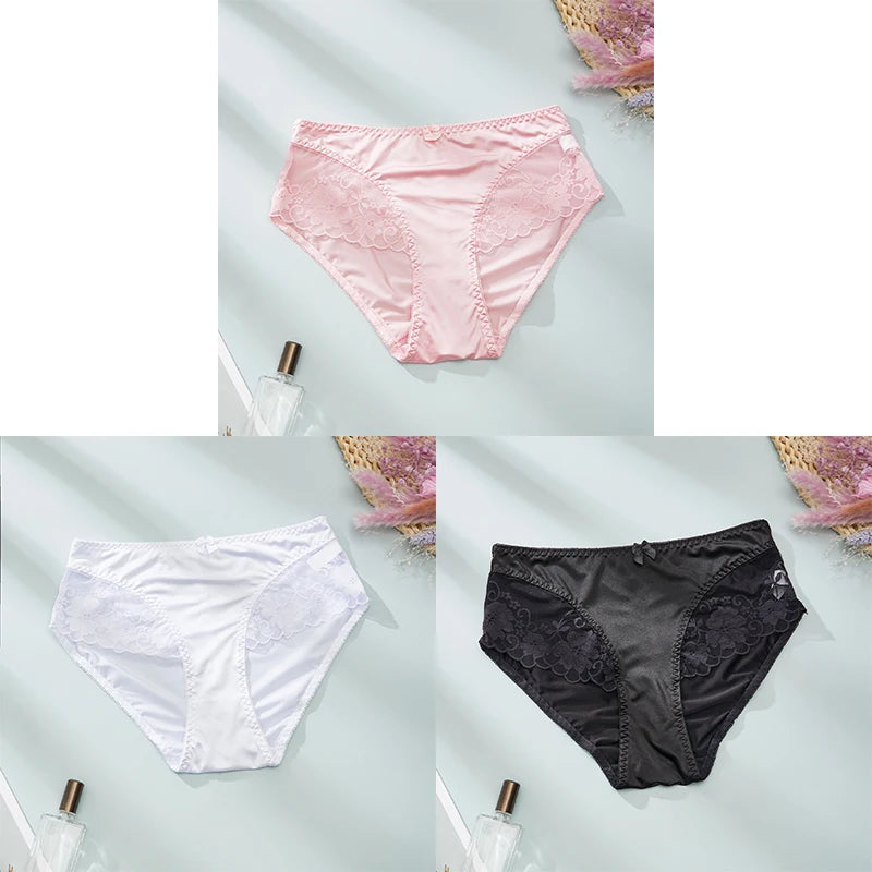 CINVIK 3 Pezzi Slip Donna in Pizzo – Mutandine Mid-Rise Traspiranti ed Elasticizzate. TK