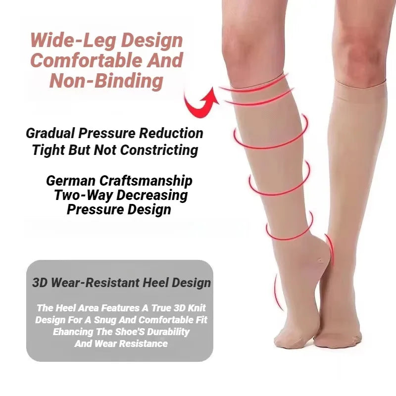 Calze Mediche a Compressione Graduata - Punta Aperta (Unisex)