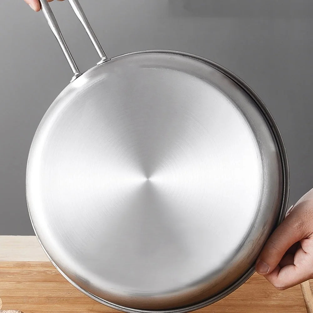 2/3pcs set Stainless Steel Cookware Set Flat Bottom Frying Pan Soup Pot Milk Pot Kit Induction Cooker Cooking Pan for Home Kitch