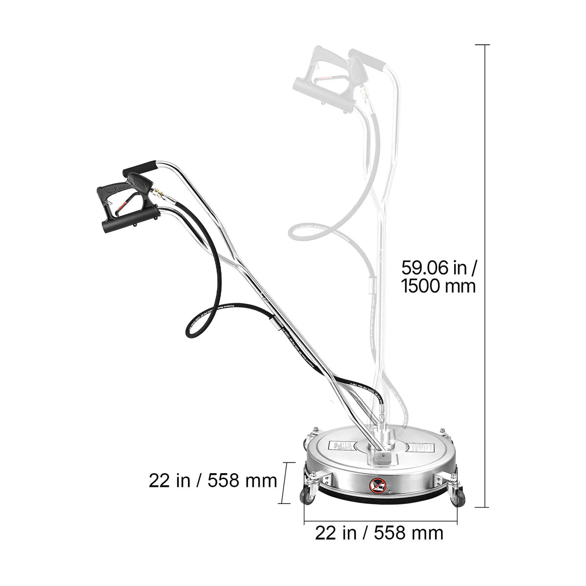SucceBuy Pressure Washer Surface Cleaner PE/Stainless Steel Pressure Washer Attachments with 4 Wheels for Concrete Patio Deck