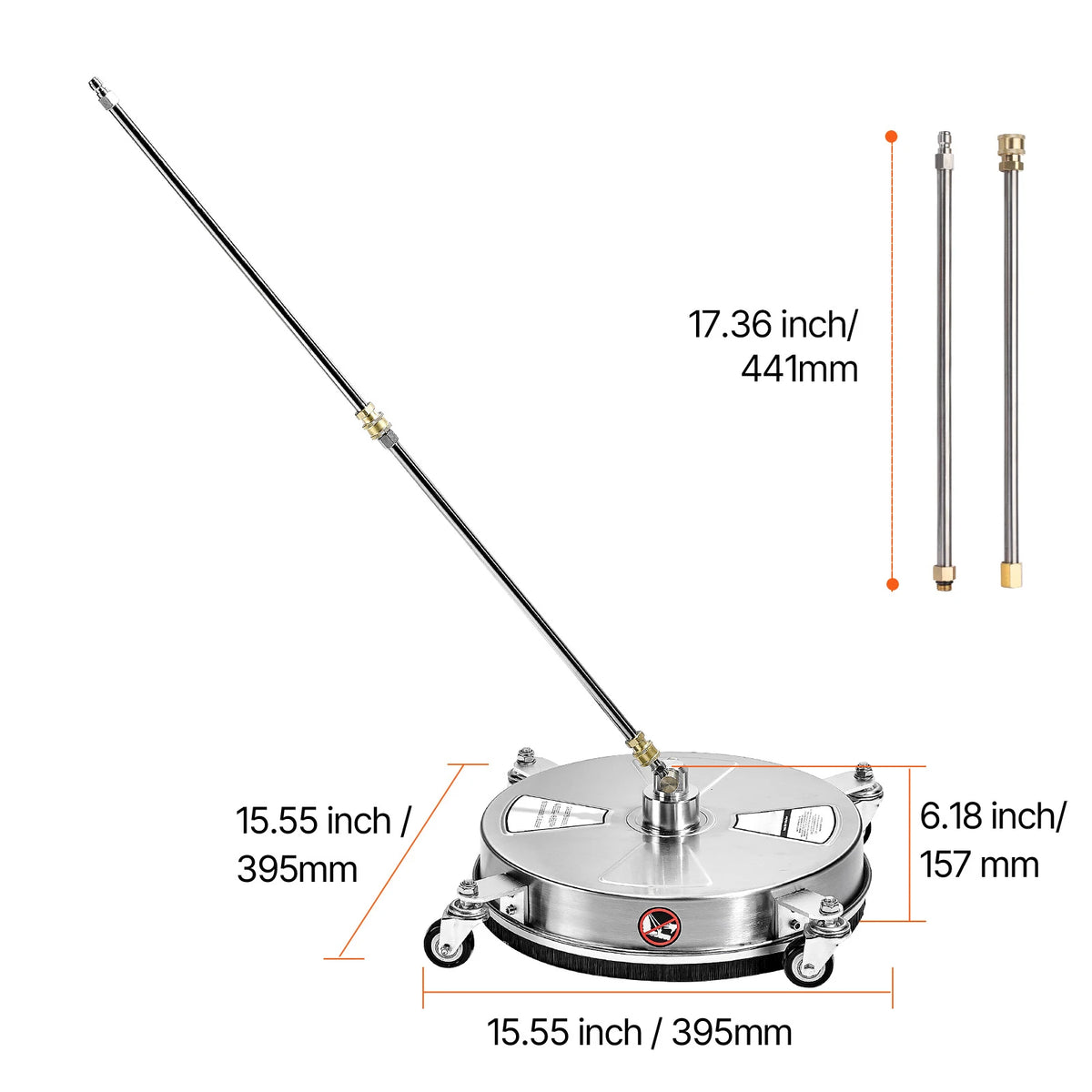 SucceBuy Pressure Washer Surface Cleaner PE/Stainless Steel Pressure Washer Attachments with 4 Wheels for Concrete Patio Deck