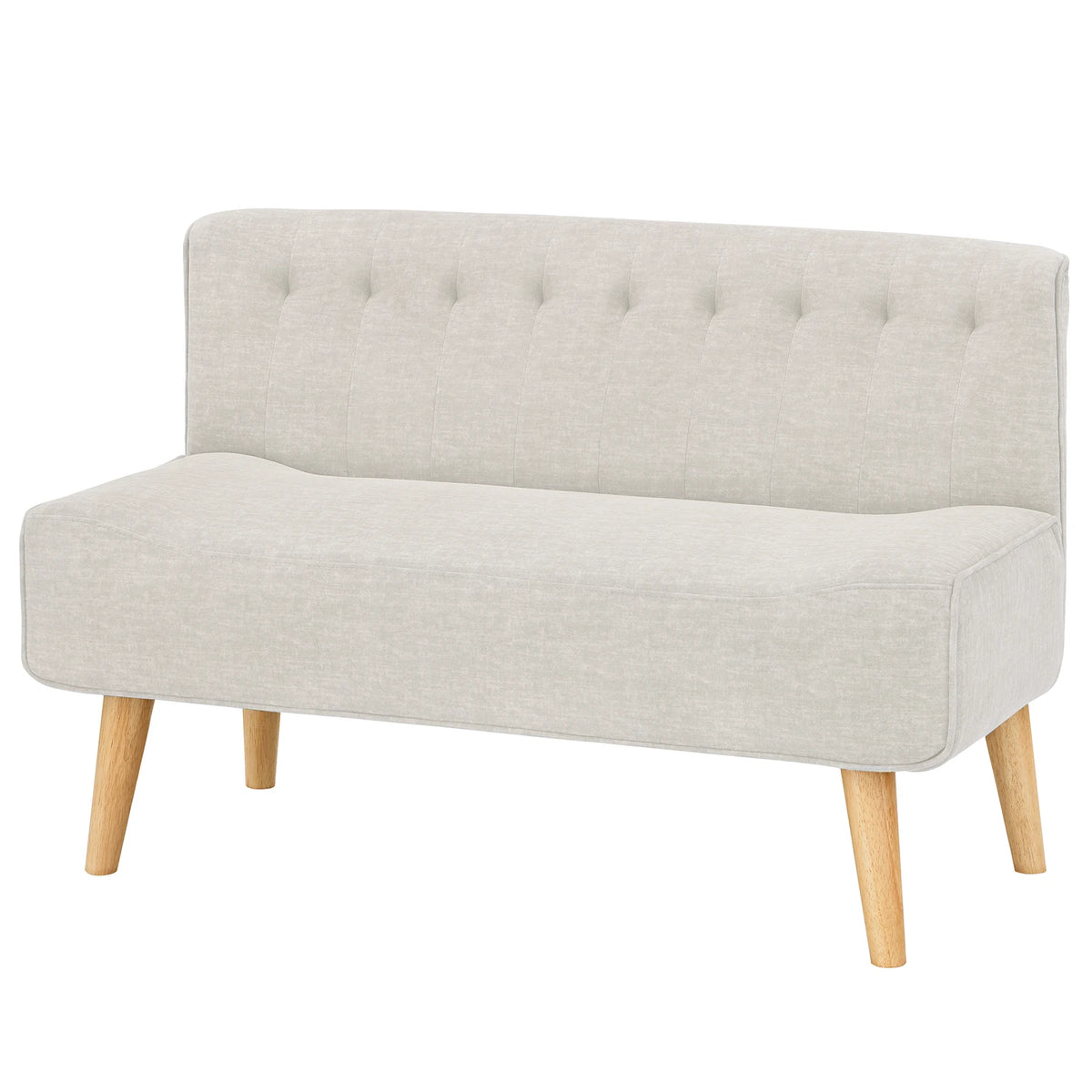 Modern 2 Seater Loveseat Sofa with Linen Upholstery and Wooden Legs Double Sofa for Small Spaces Living room Bedroom Playroom
