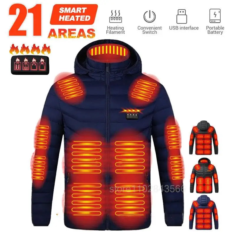 Men Heated Jacket USB Electric Heated Coat Hunting Hiking