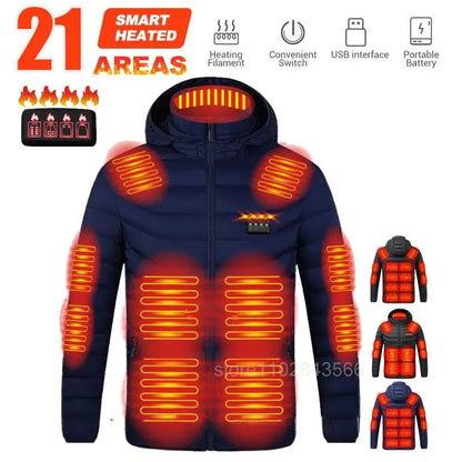 Men Heated Jacket USB Electric Heated Coat Hunting Hiking