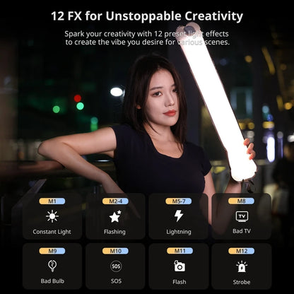 Ulanzi UA12 12W Luce Tubolare LED Portatile Bi-Color 2700K-6500K – Tube Light per Foto, Video e Livestream