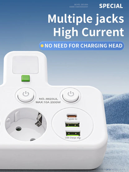 EU plug and socket 4 sockets, multi plug wall power plug and socket