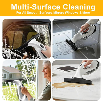 Cordless Window Cleaner Vac – Aspiragocce Elettrico Ricaricabile con Spray, Panno in Microfibra e Tergivetro