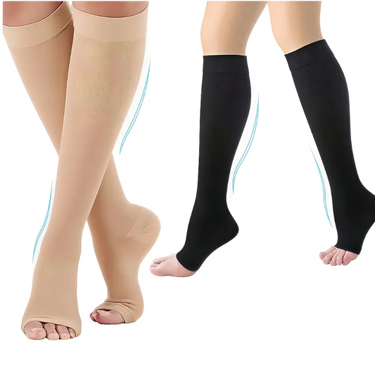 Calze Mediche a Compressione Graduata - Punta Aperta (Unisex)