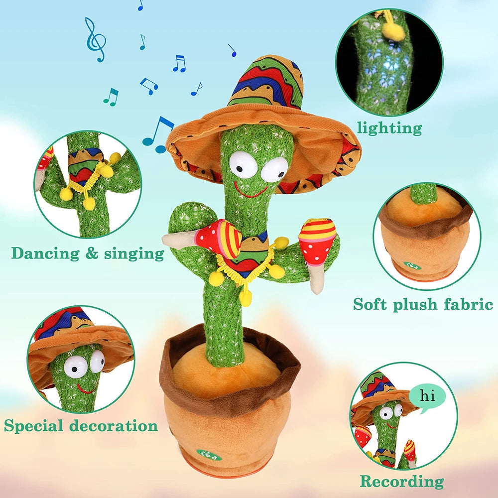 Talking Cactus Baby Toy Dancing Cactus Repeats What You say for Kids with English Songs Dancing
