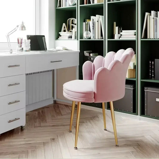 WOLTU Sedia da Scrivania Ergonomica in Velluto – Poltrona da Ufficio Girevole 360° con Schienale a Petalo, Braccioli, Ruote e Altezza Regolabile