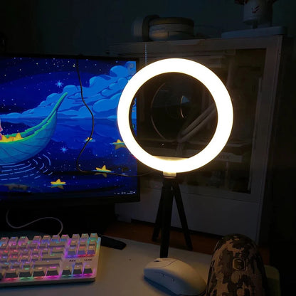 Ring Light LED da 26 cm con Supporto Treppiede per Selfie e Video