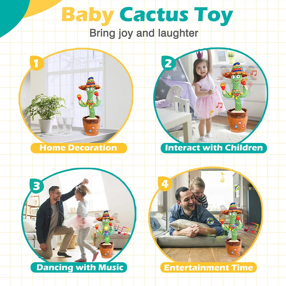 Talking Cactus Baby Toy Dancing Cactus Repeats What You say for Kids with English Songs Dancing