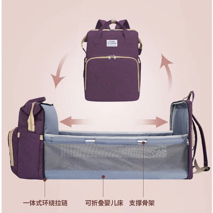 Zaino Mamma Multifunzione con Culla Portatile e Fasciatoio Pieghevole | Borsa Neonato Capiente e Leggera Dual-Use
