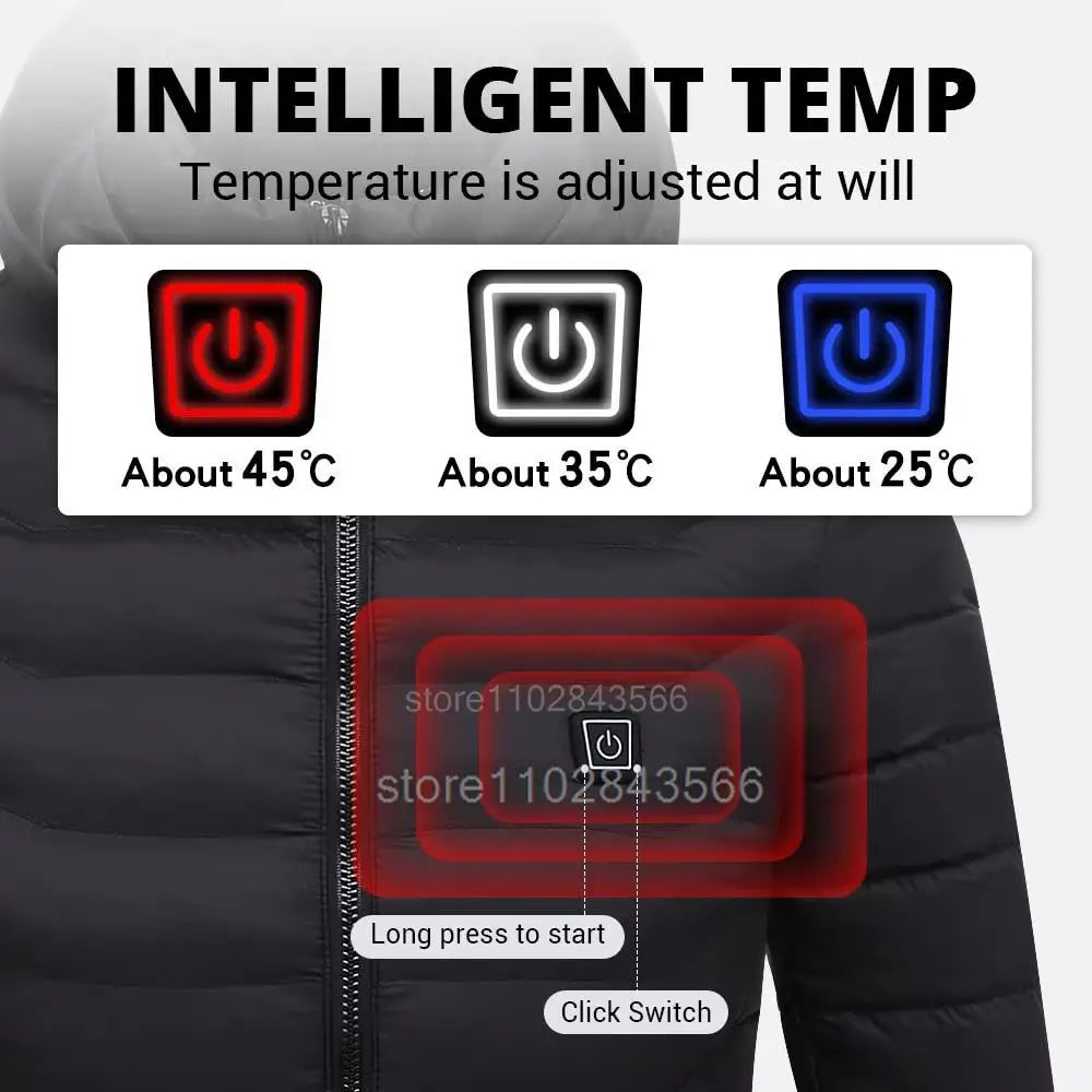 Men Heated Jacket USB Electric Heated Coat Hunting Hiking
