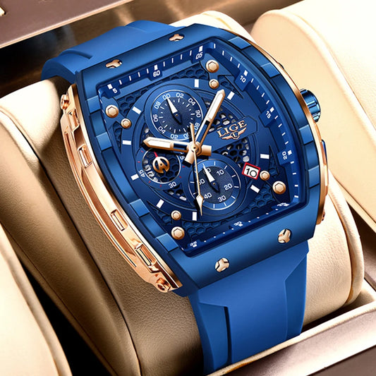 LIGE Waterproof Watches For Men Original Brand Luxury Silicone