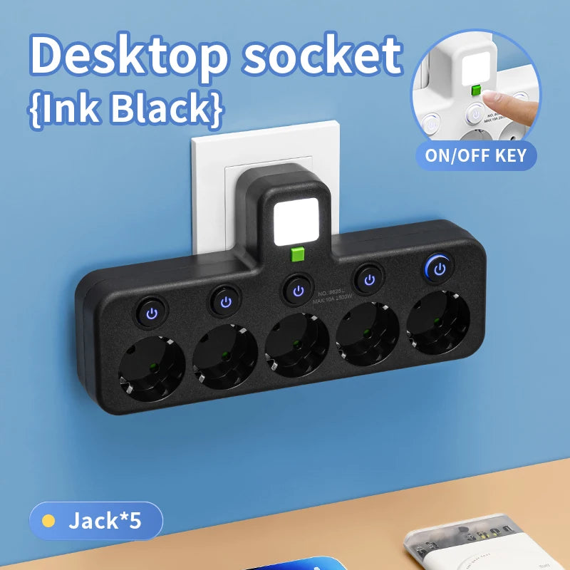 EU plug and socket 4 sockets, multi plug wall power plug and socket