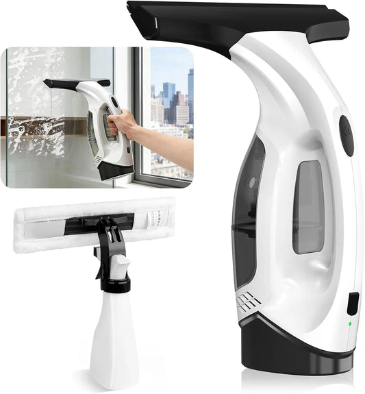 Cordless Window Cleaner Vac – Aspiragocce Elettrico Ricaricabile con Spray, Panno in Microfibra e Tergivetro