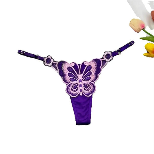 Perizomi Regolabili con Farfalla Ricamata (3 Pezzi) - Intimo Trasparente. TK