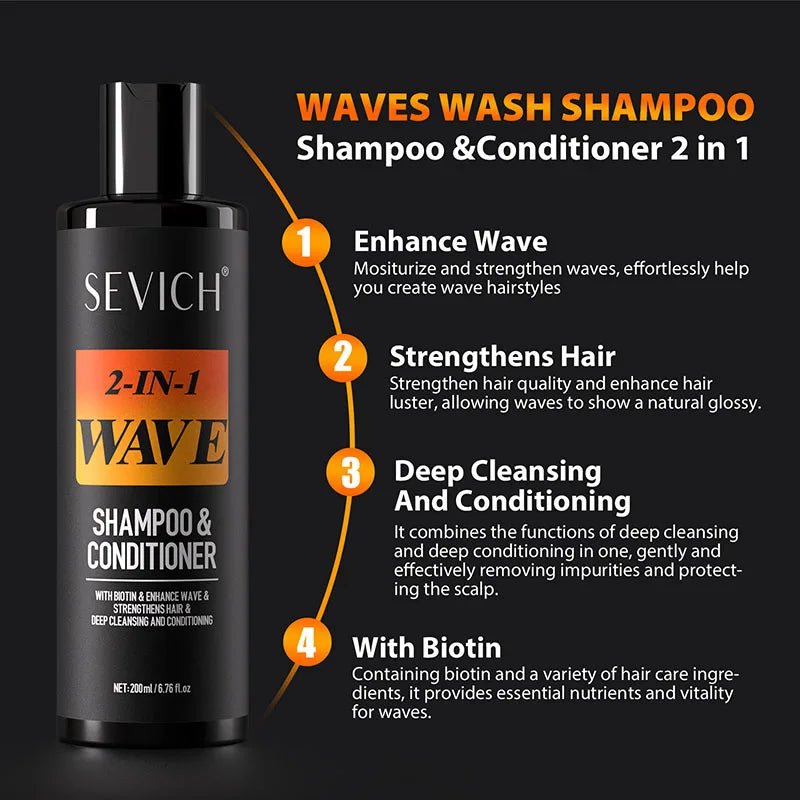 200ml Biotin Wave Shampoo 360 Style Deep Sport Waves Strong Hold Waves Control Hair Styling Paste Wavy Cream For African Men