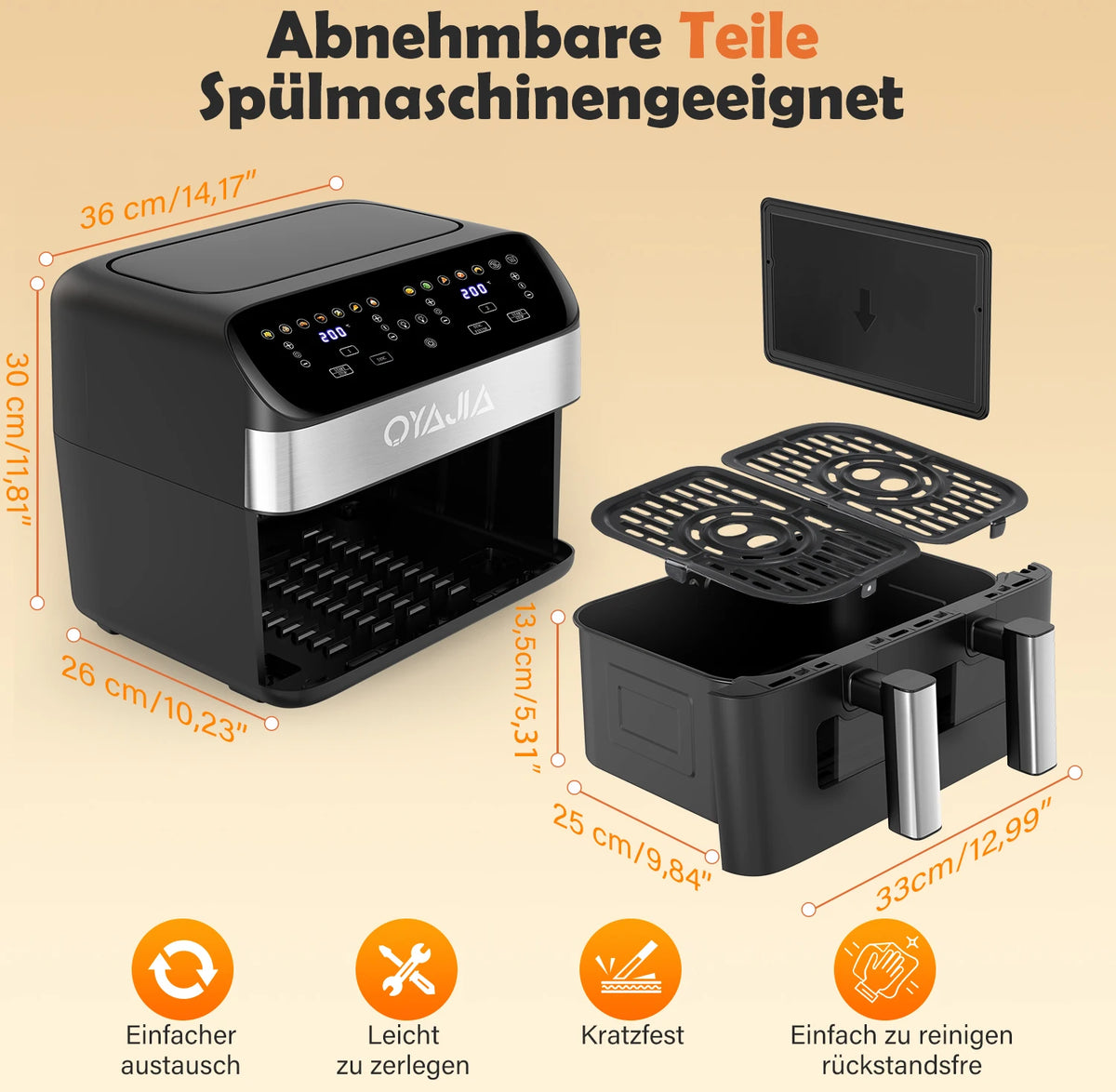 Air Fryer 10 L With Removable Divider, Viewing Window, Digital