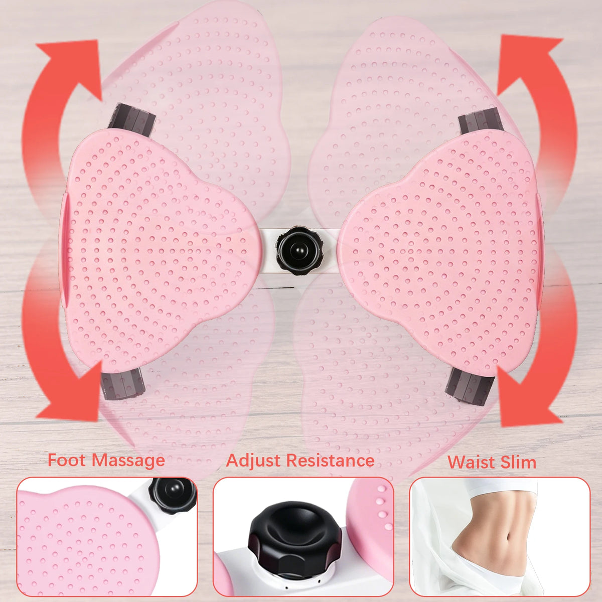 Twister Vita Fitness con Elastici – Pedana Rotante Silenziosa Antiscivolo per Addominali e Allenamento a Casa. TK