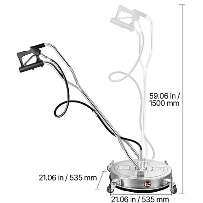 SucceBuy Pressure Washer Surface Cleaner PE/Stainless Steel Pressure Washer Attachments with 4 Wheels for Concrete Patio Deck