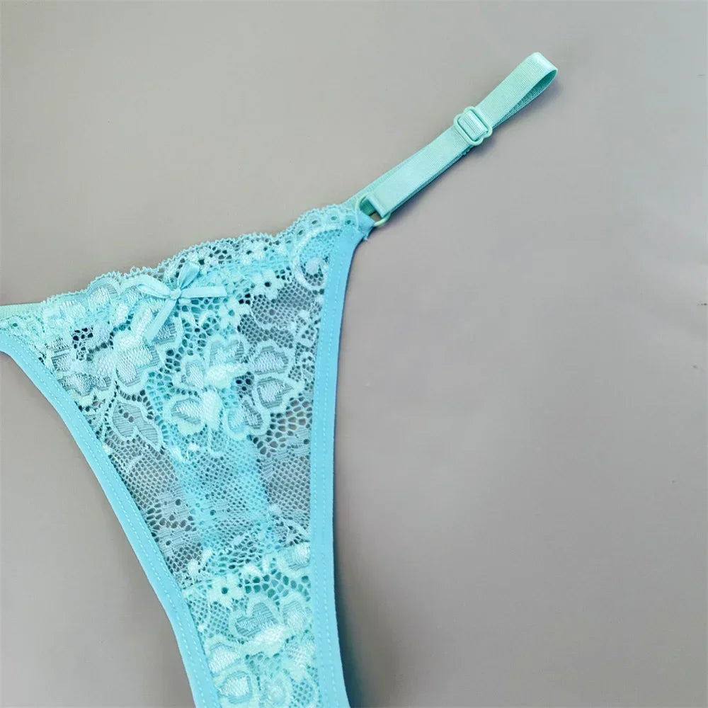 Perizomi in Pizzo Trasparente Regolabili (3 Pezzi) - Intimo Basso e Sexy. TK