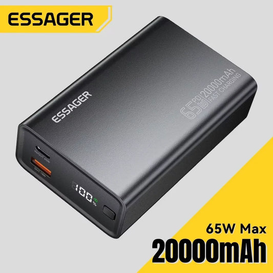 Essager - Power Bank Portatile 20000mAh 65W Fast Charge PD (Per Laptop e Smartphone)