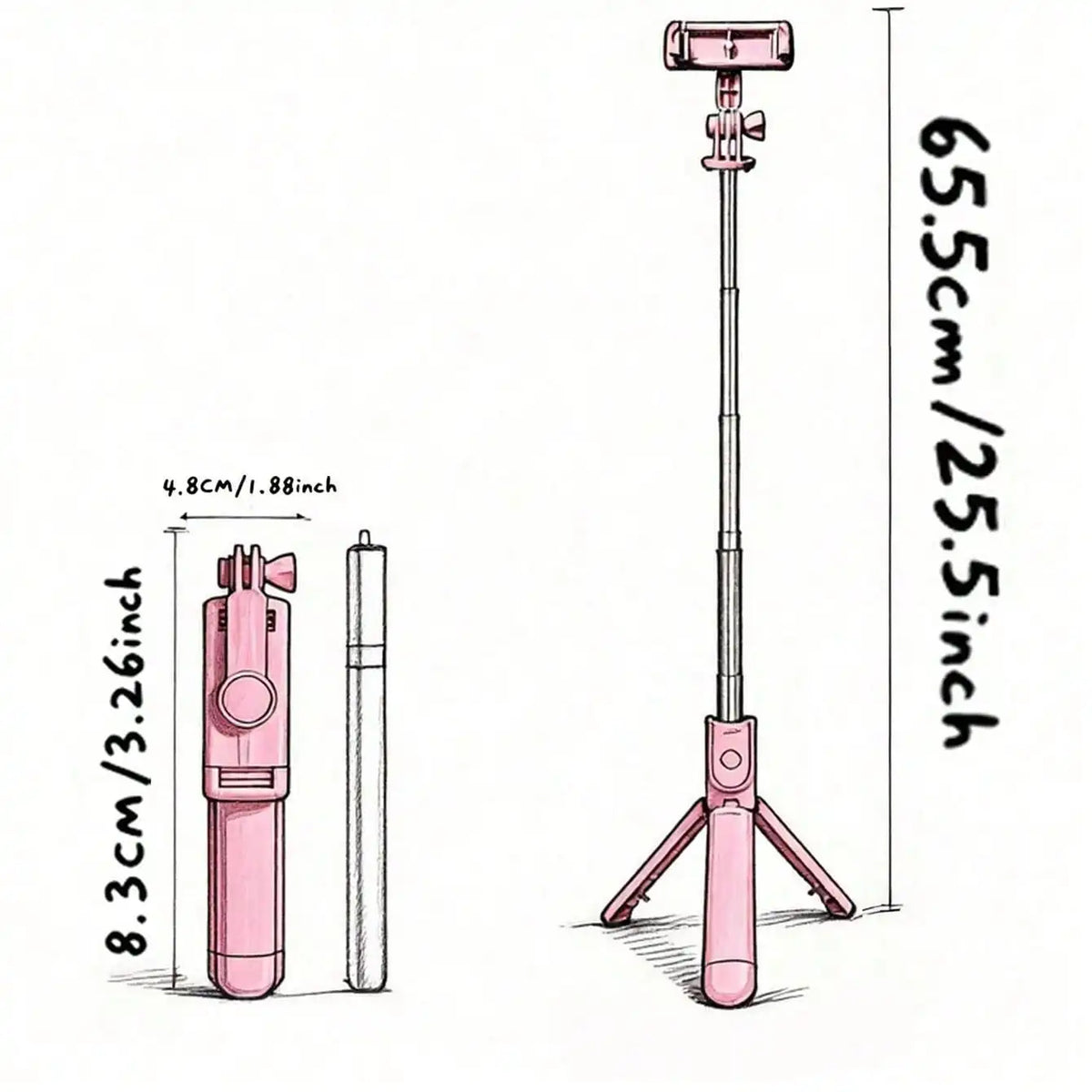 Selfie Stick Wireless con Treppiede Integrato e Telecomando – Supporto Smartphone per Selfie, Foto di Gruppo e Vlog