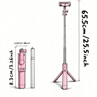 Selfie Stick Wireless con Treppiede Integrato e Telecomando – Supporto Smartphone per Selfie, Foto di Gruppo e Vlog